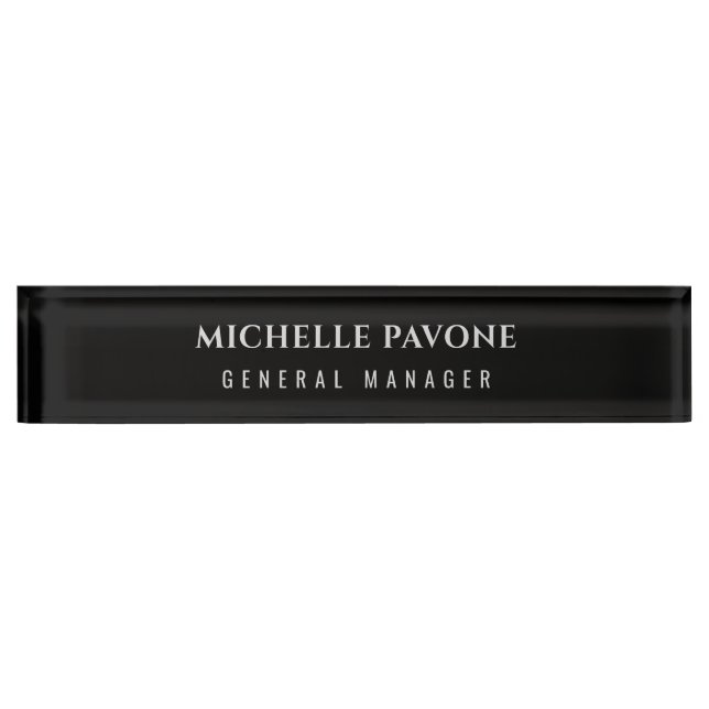 Stylish Black & Grey Simple Plain Professional Desk Name Plate (Front)