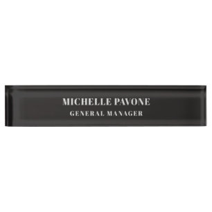 Stylish Black & Grey Simple Plain Professional Desk Name Plate