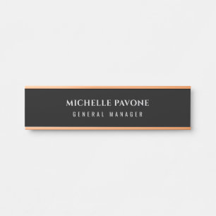 Stylish Black & Grey Simple Plain Professional Door Sign
