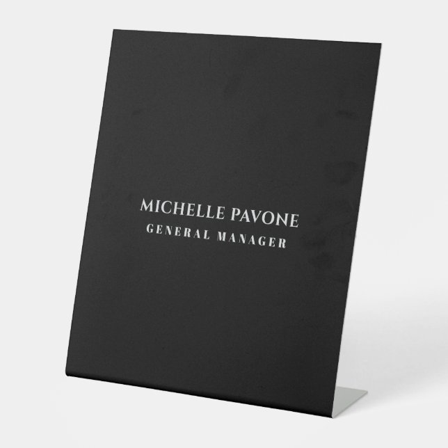 Stylish Black & Grey Simple Plain Professional Pedestal Sign (Front)