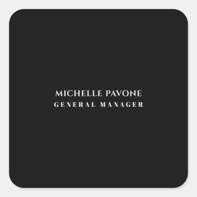Stylish Black & Grey Simple Plain Professional Square Sticker (Front)