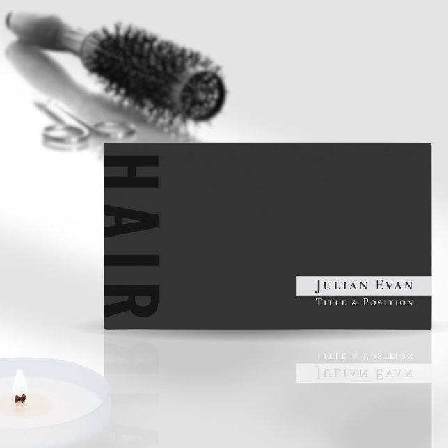 Stylish Black Hair Stylist Business Card (Creator Uploaded)