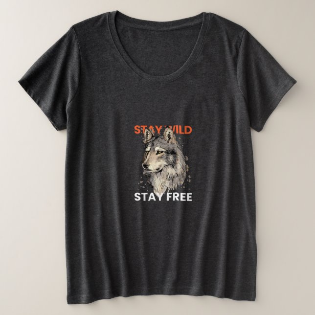 Stylish Black Half-Fox Print T-Shirt - Trendy (Design Front)