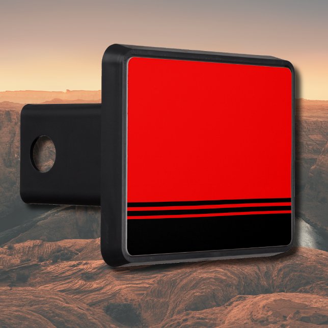 Stylish Black Horizontal Stripes | Red  Hitch Cover (Creator Uploaded)
