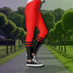 Stylish Black Horizontal Stripes | Red  Leggings<br><div class="desc">Stylish Red leggings with black stripes at calf height.</div>