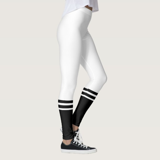 Stylish Black Horizontal Stripes | White Leggings (Right)