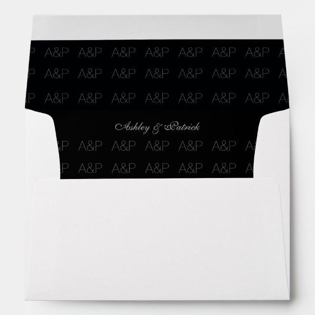 stylish black inside monogrammed envelope (Back (Bottom))