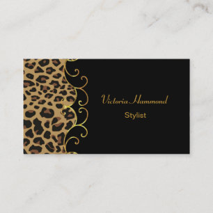 Stylish Black & Jaguar Print Business Card