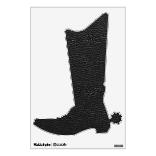 Stylish Black Leather Textured Cowboy Boot Wall Decal