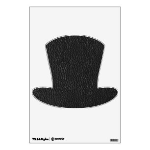 Stylish Black Leather Textured Top Hat Wall Decal