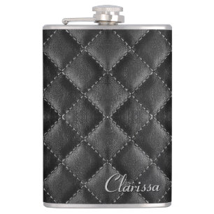 Stylish Black Leather Womens Flask
