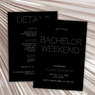 Stylish Black Lights Bachelor Weekend Itinerary Invitation