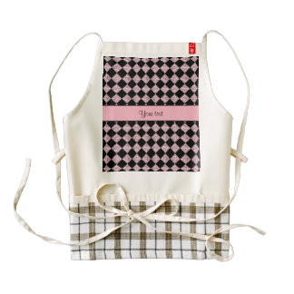 Stylish Black & Lilac Glitter Checkers Zazzle HEART Apron
