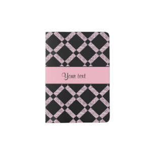 Stylish Black & Lilac Glitter Squares Passport Holder