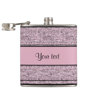 Stylish Black & Lilac Glitter Stripes Flask