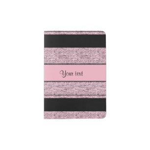 Stylish Black & Lilac Glitter Stripes Passport Holder