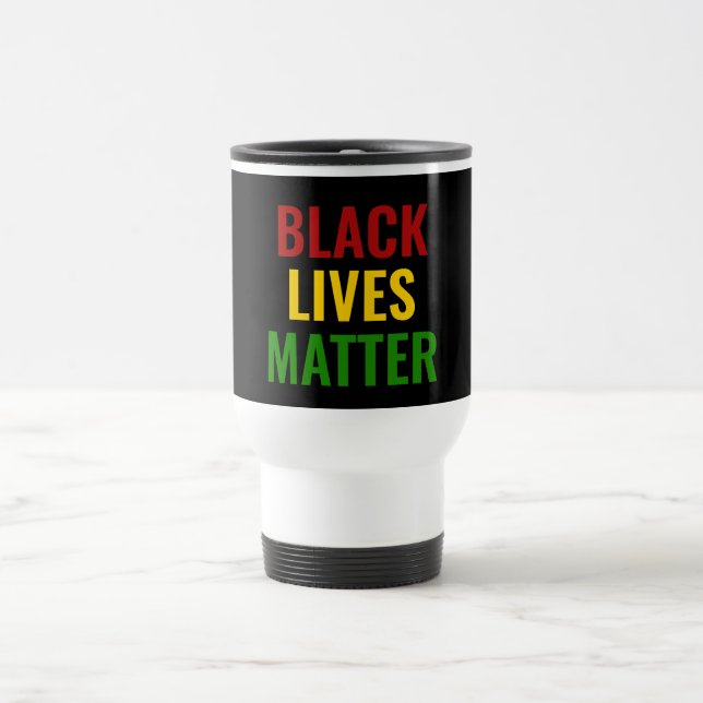 Stylish BLACK LIVES MATTER Name Monogram Travel Mug (Center)