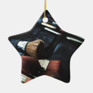 Stylish Black Makeup Artist Ceramic Ornament