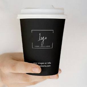 Stylish Black Minimalist Business Logo Corporate Paper Cups