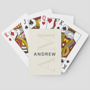 Stylish Black Monogram and Name Poker Cards