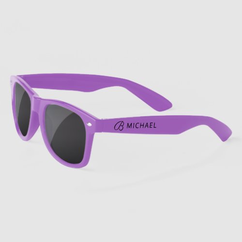 Stylish Black Monogram Personalized Name Sunglasses