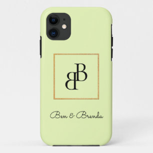 Stylish Black Monograms Text Design iPhone 11 Case
