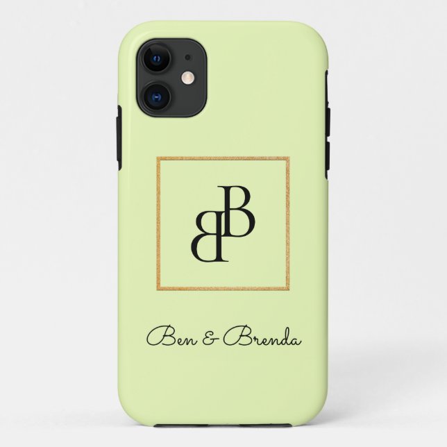 Stylish Black Monograms Text Design Case-Mate iPhone Case (Back)