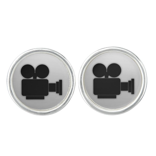 STYLISH BLACK MOVIE CAMERA CUFFLINKS (Front)