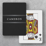 Stylish black name monogram gray gradient borders poker cards<br><div class="desc">Elegant,  black playing cards with your name or monogram with dark gray gradient borders above and below.</div>