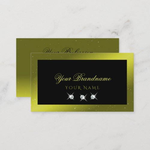 Stylish Black Olive Green Yellow Sparkling Jewels Business Card