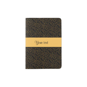 Stylish Black & Orange Glitter Mini Stars Passport Holder