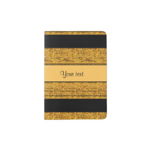 Stylish Black & Orange Glitter Stripes Passport Holder