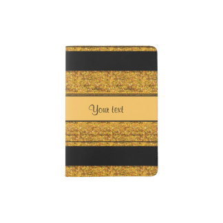 Stylish Black & Orange Glitter Stripes Passport Holder