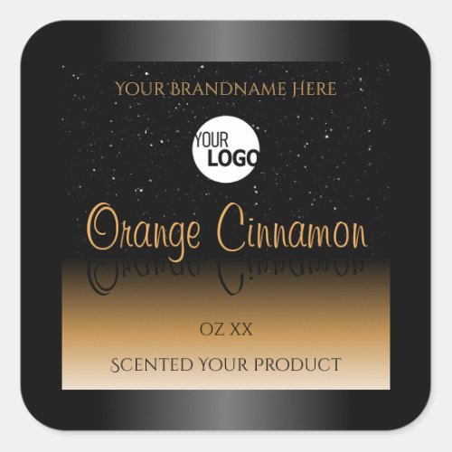 Stylish Black Orange Product Labels Logo Glitter
