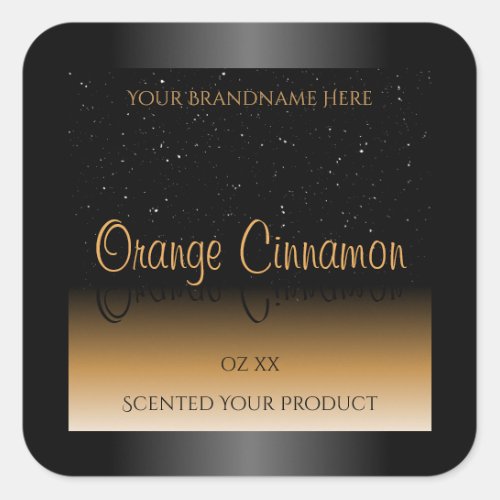 Stylish Black Orange Product Labels Soft Glitter