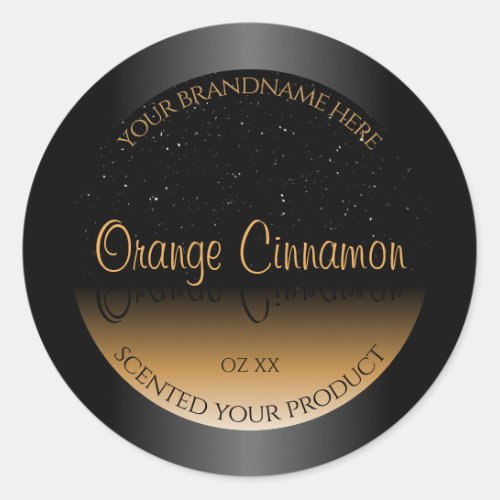 Stylish Black Orange Product Labels Soft Glitter