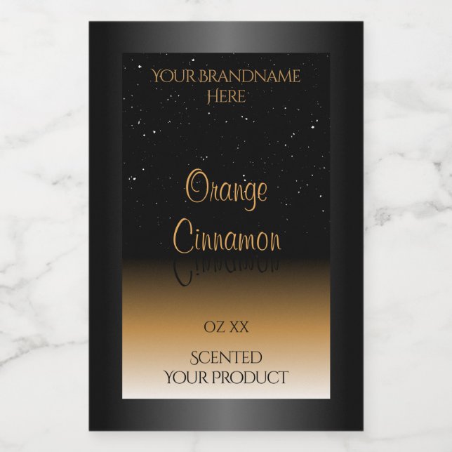 Stylish Black Orange Product Labels Soft Glitter (Single Label)