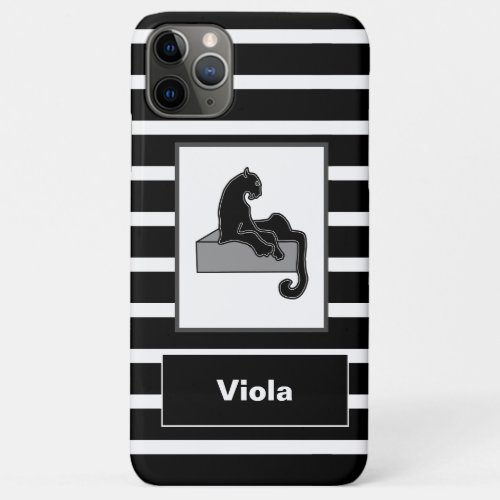 Stylish Black Panther Cat White Modern iPhone 11 Pro Max Case