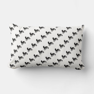 Stylish Black Panther Cat White Modern Lumbar Pillow