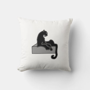 Stylish Black Panther Cat White Modern Throw Pillow
