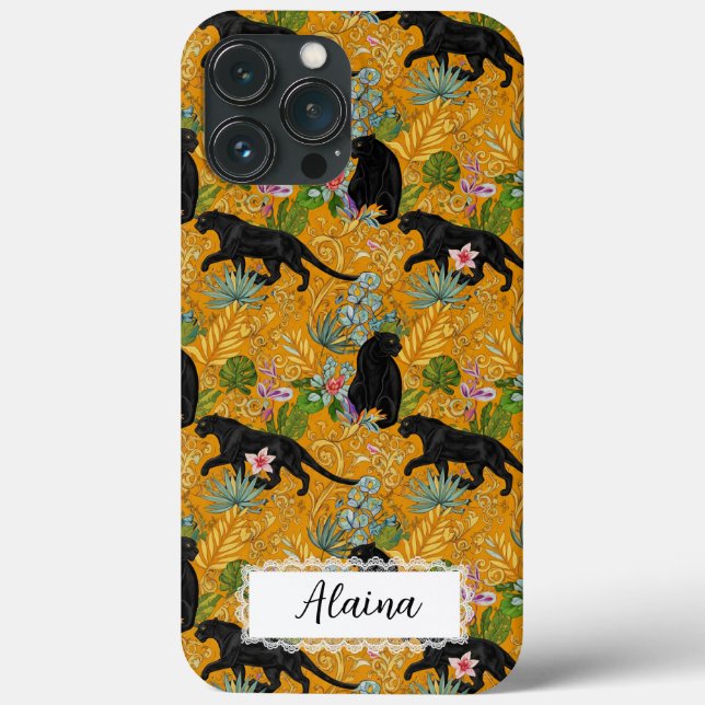 Stylish Black Panther Jaguar Maximalist Custom  Case-Mate iPhone Case (Back)