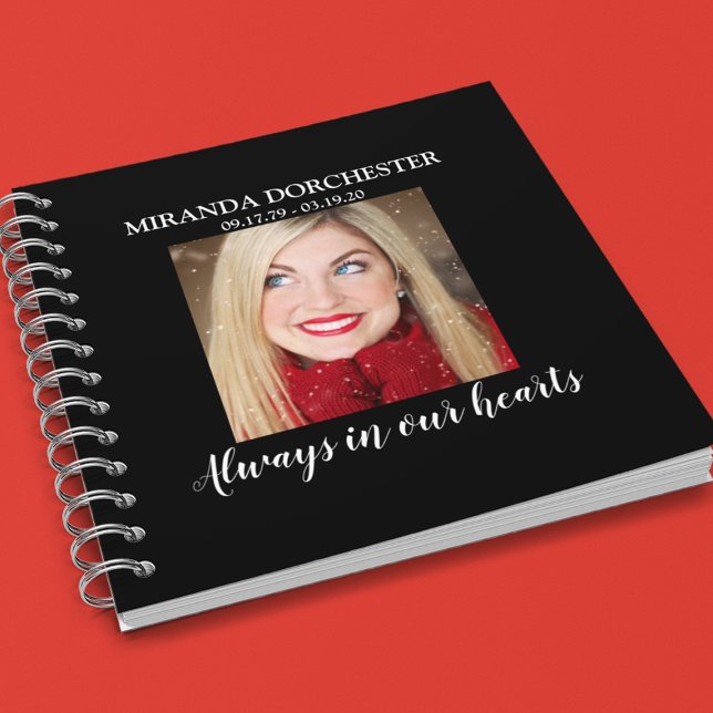 Stylish Black Photo Funeral Guest Notebook (Creator Uploaded)
