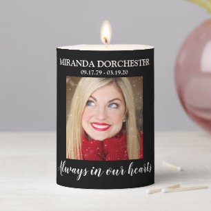 Stylish Black Photo Memorial Pillar Candle