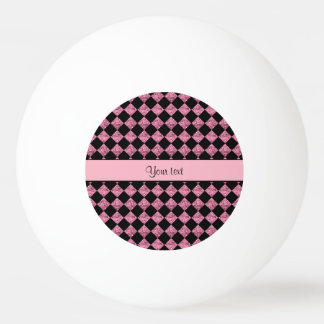 Stylish Black & Pink Glitter Checkers Ping Pong Ball