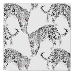 Stylish Black &amp; Pink Leopard Animal White Design Faux Canvas Print