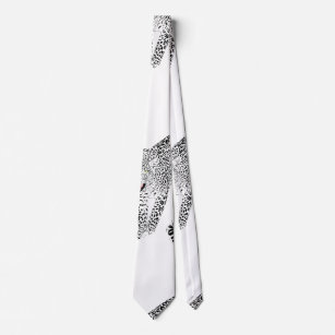 Stylish Black & Pink Leopard Animal White Design Neck Tie
