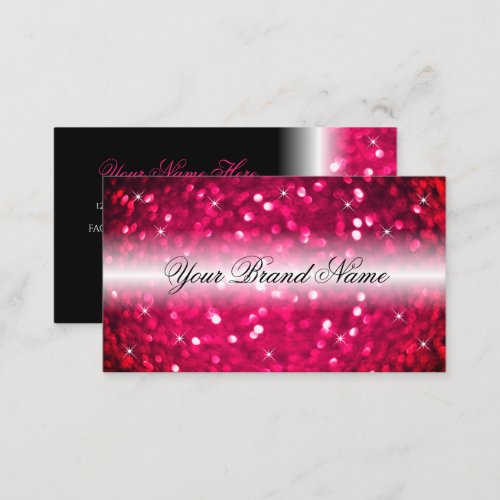 Stylish Black Pink Sparkling Glitter Stars Chic Business Card