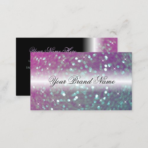 Stylish Black Pink Teal Sparkling Glitter Modern Business Card