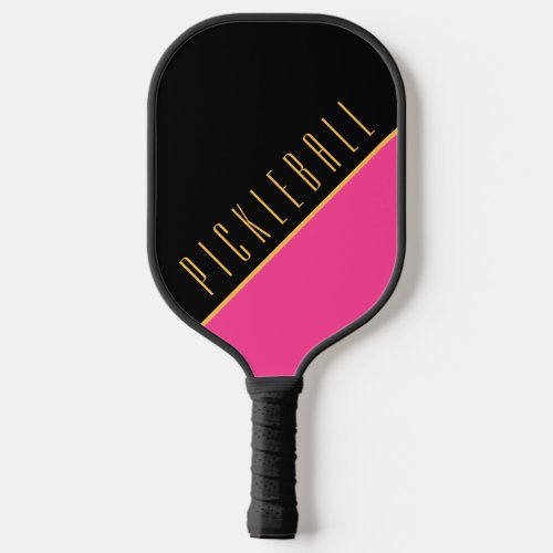 Stylish Black Pink Upward Slant Pickleball Text Pickleball Paddle