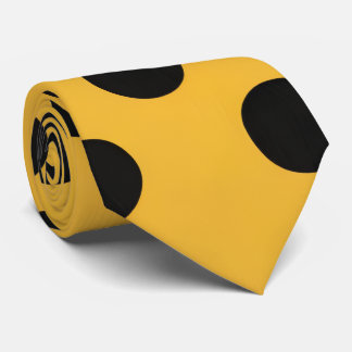 Stylish Black Polka Dots on Gold Yellow Neck Tie